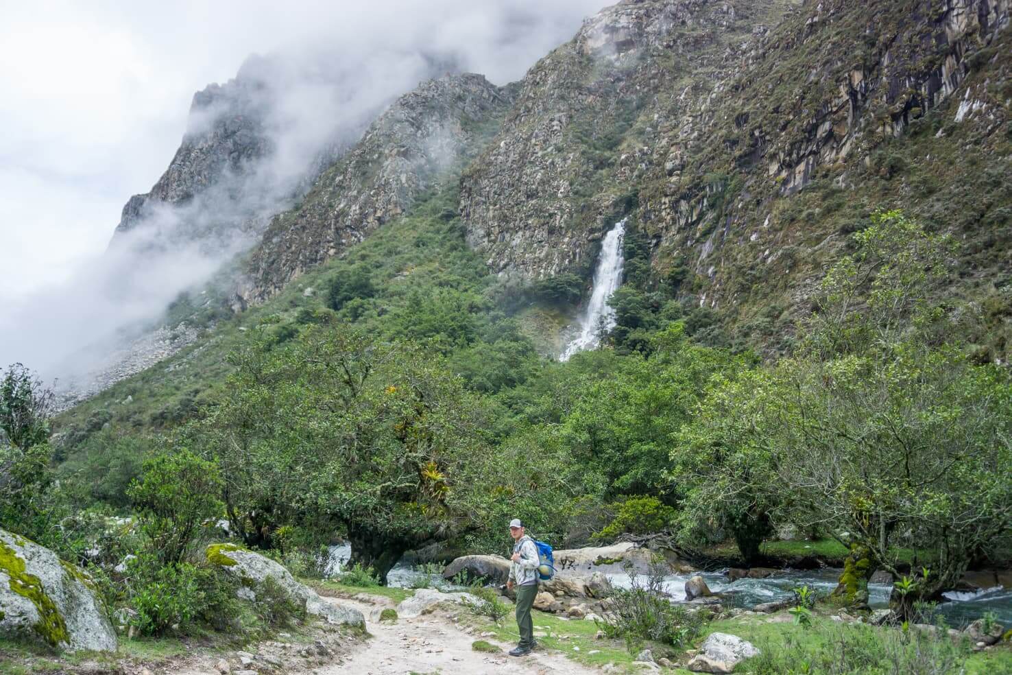 Trekking in high altitudes of Santa Cruz trek, Peru