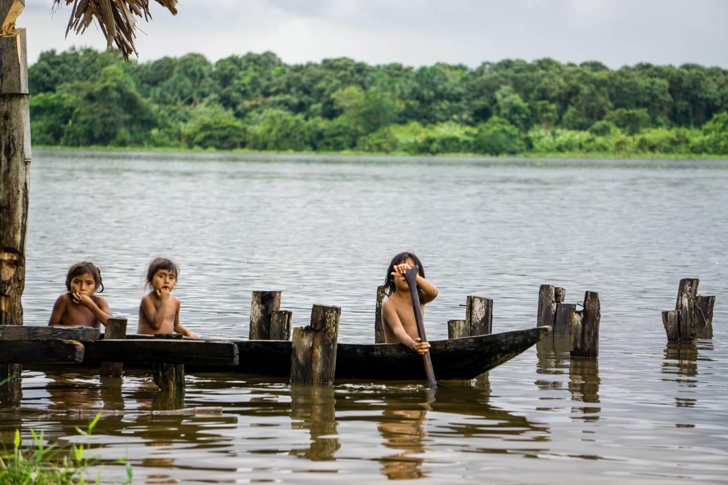 Daily life of Warao Indians in Venezuelan jungle