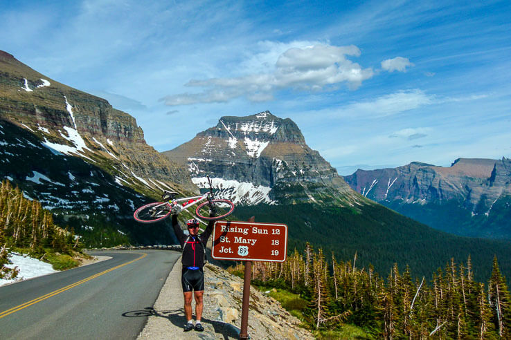 Biking the Going to the Sun Road in Glacier national park, Montana
