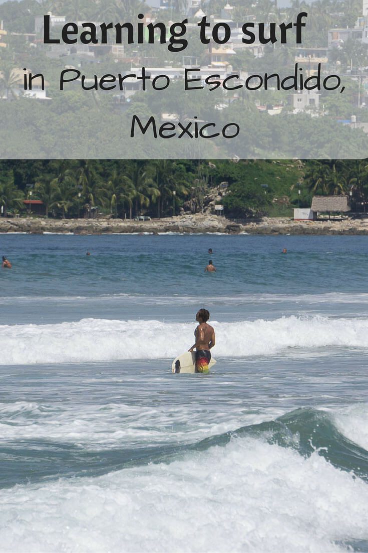 Learning to surf in Puerto Escondido, Mexico