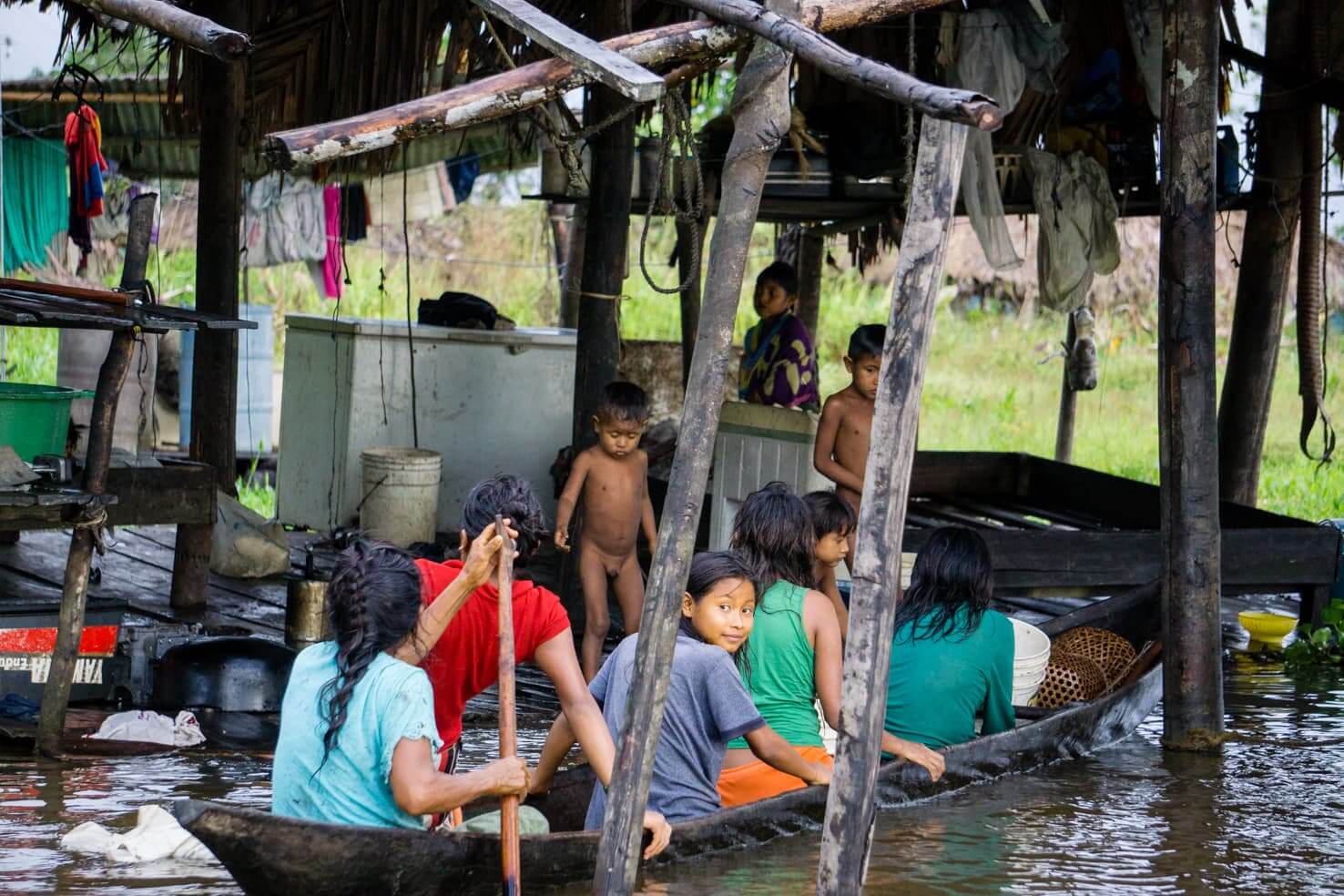 Daily life of Warao Indians in Venezuelan jungle