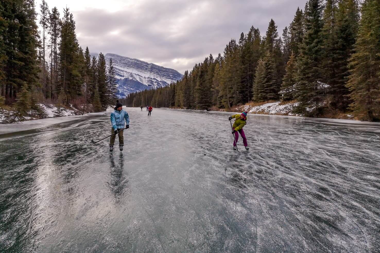 Ice skating in Banff National Park - Two Jack Lake