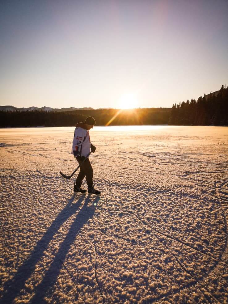 Ice skating in Banff National Park - Two Jack Lake