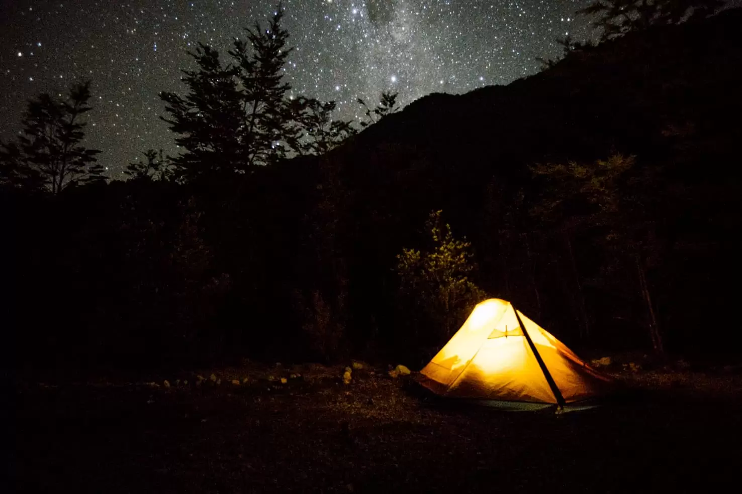 Camping under the stars in Queulat National Park, Chile