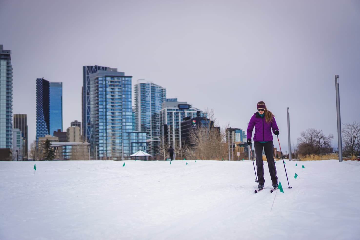 Cross country skiing at East Village Nordic Loop, Calgary