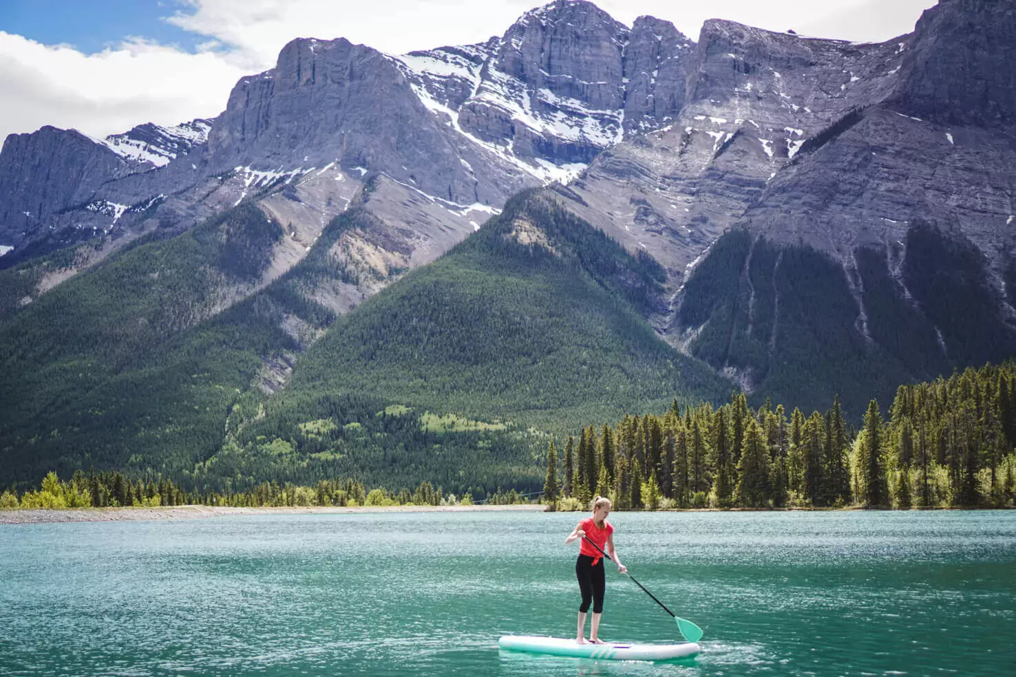 SUP on Rundle Forebay Reservoir, Canmore