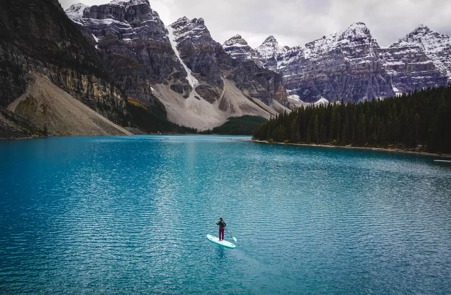 Stand up paddleboarding on Moraine Lake, Banff National Park