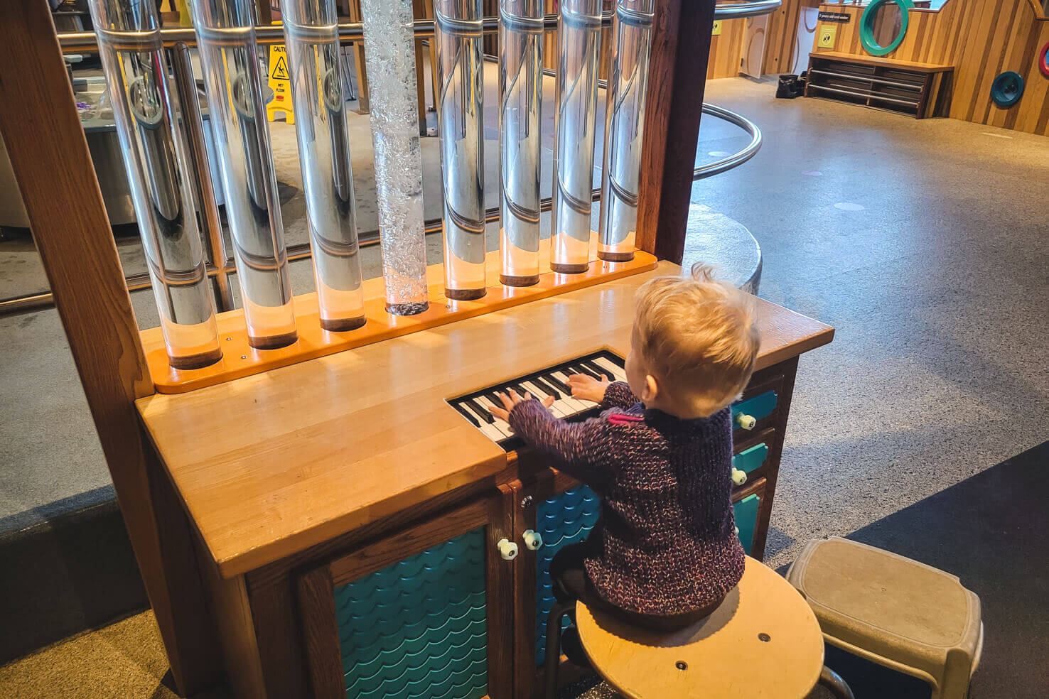 Bubble piano at Creative Kids Museum at Telus Spark in Calgary