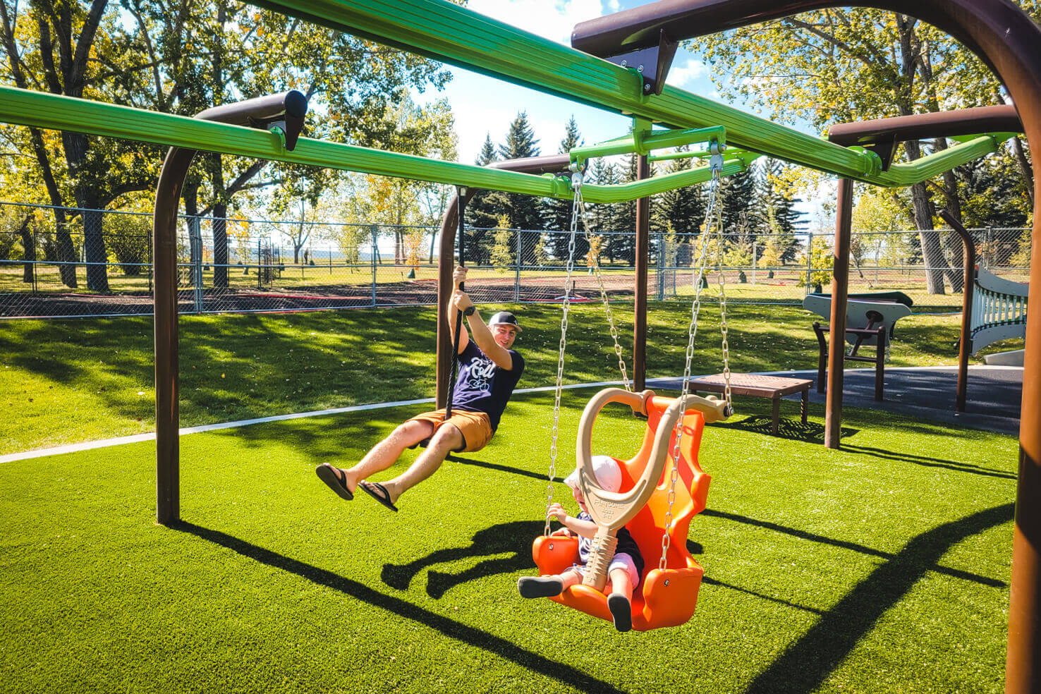 ziplines at North Glenmore Park Inclusive Playground