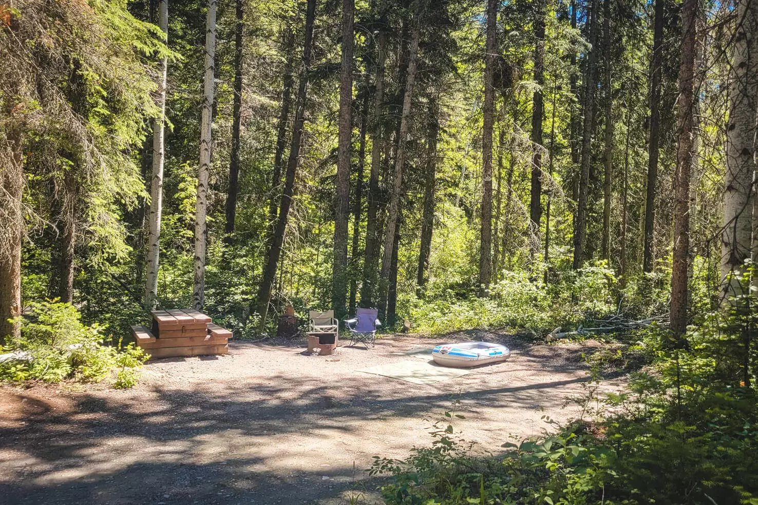 campsite at Cedar Lake in Golden, BC