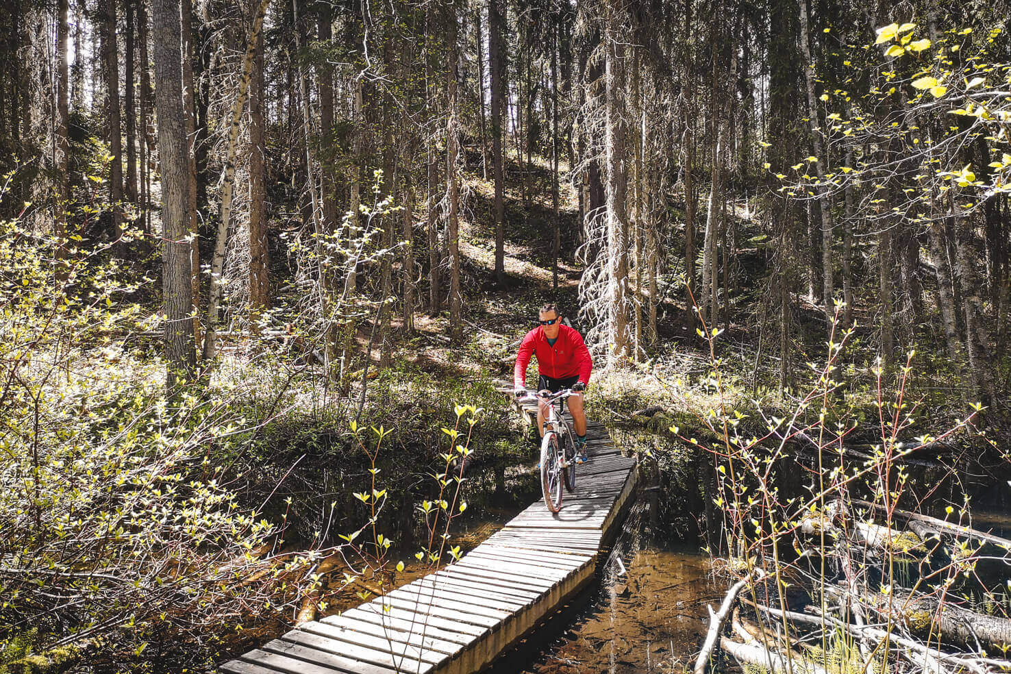 biking at Cedar Lake in Golden, BC