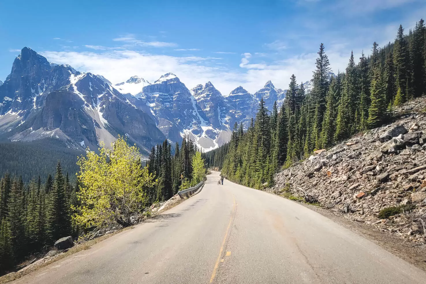 biking to Moraine Lake